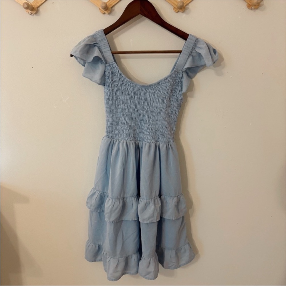 Summer Dress Casual Boho Smocked Ruffle Beach Babydoll Mini Dress Layered Flowy